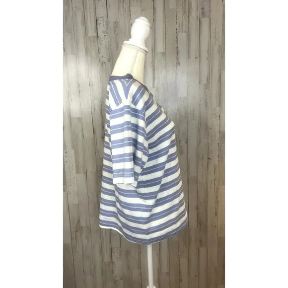 Vintage Pan-Z Men's Blue‎ White Striped Short Sleeve Button-Up Shirt Size Medium - Picture 2 of 5